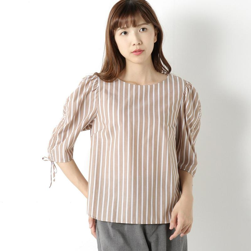 二の腕カバーにおススメ◎袖ドロスト使いのゆったりブラウス【Ｍ～３Ｌ】
