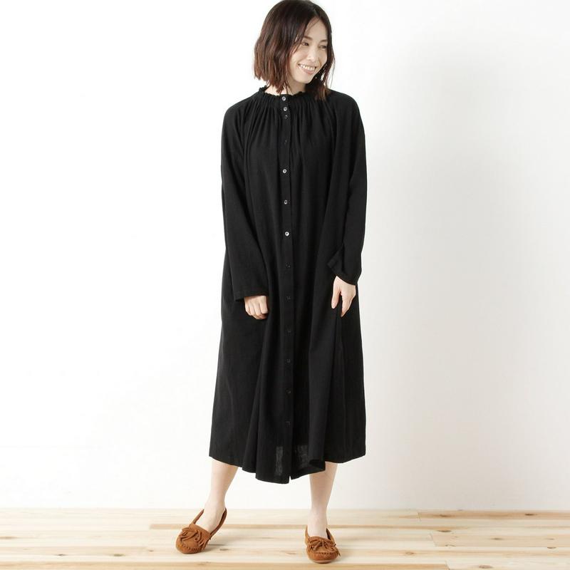 コットンオックス素材ののワッシャーワンピース