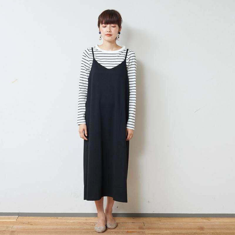 ポンチ素材ロングシーズン着まわせるキャミワンピース【Ｍ～３Ｌ】