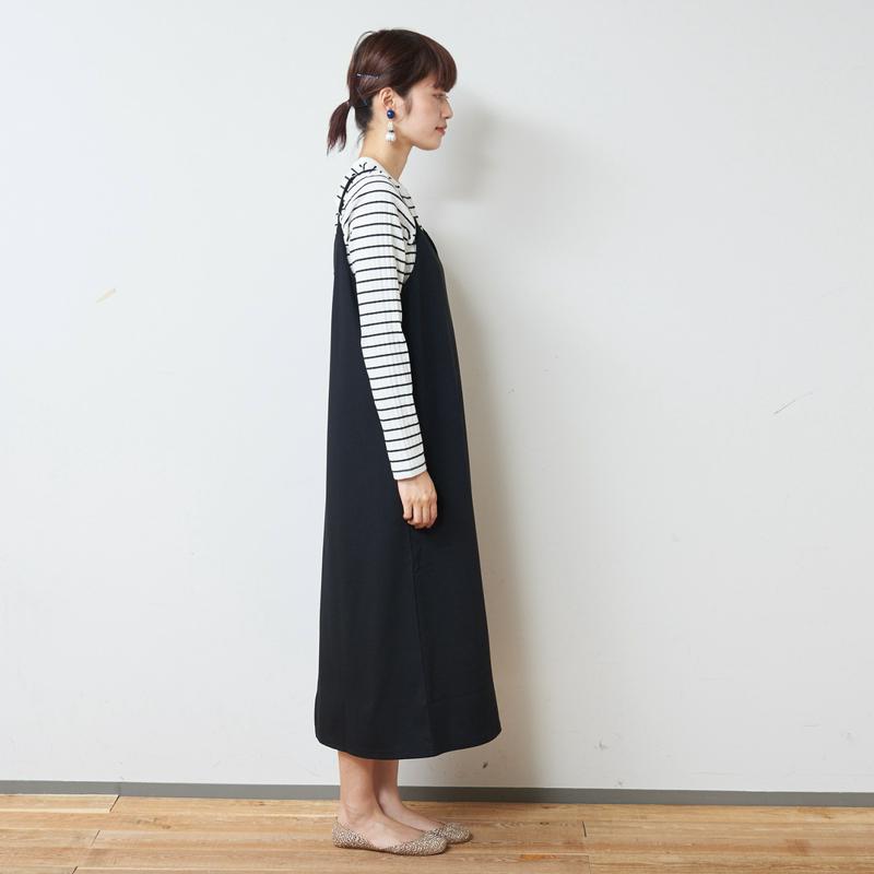 ポンチ素材ロングシーズン着まわせるキャミワンピース【Ｍ～３Ｌ】