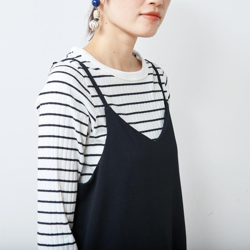ポンチ素材ロングシーズン着まわせるキャミワンピース【Ｍ～３Ｌ】