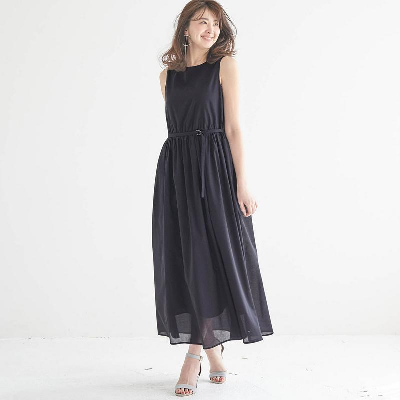 【ＳＴＹＬＥ　ＳＮＡＰ掲載】綿１００％ウエストゴムノースリーブワンピース