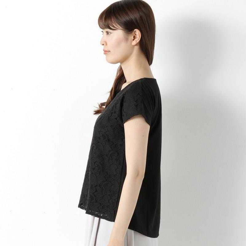 ボタニカルレースフレンチ袖Ｔシャツ【Ｍ～４Ｌ】