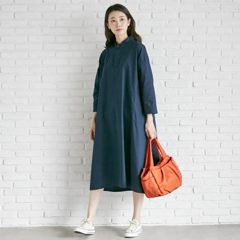 【３／２５（水）で販売終了】コットンオックス素材のロングワンピース