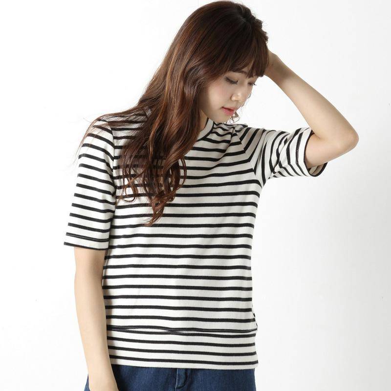 【３／２５（水）で販売終了】もちもちボーダー５分袖Ｔシャツ