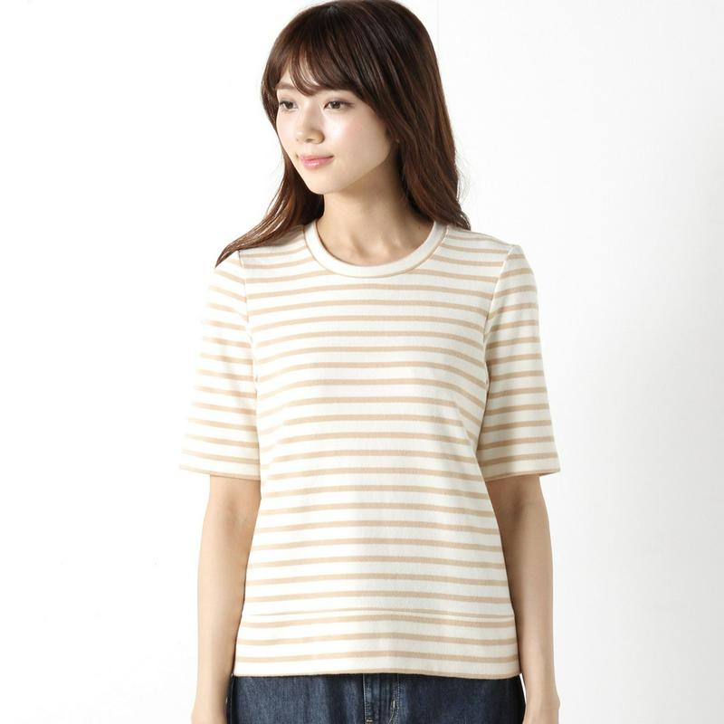【３／２５（水）で販売終了】もちもちボーダー５分袖Ｔシャツ