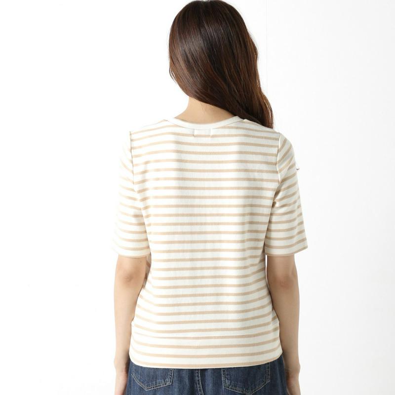 【３／２５（水）で販売終了】もちもちボーダー５分袖Ｔシャツ