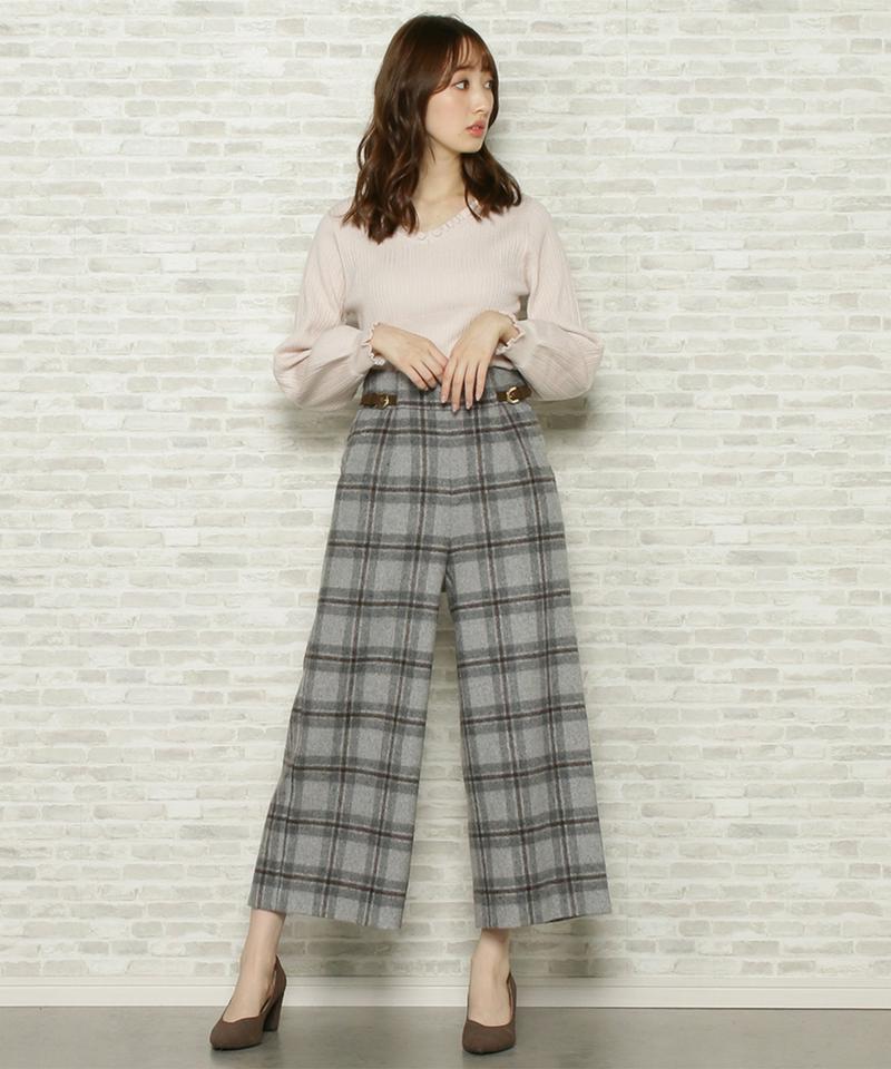 シャギーチェックワイドパンツ