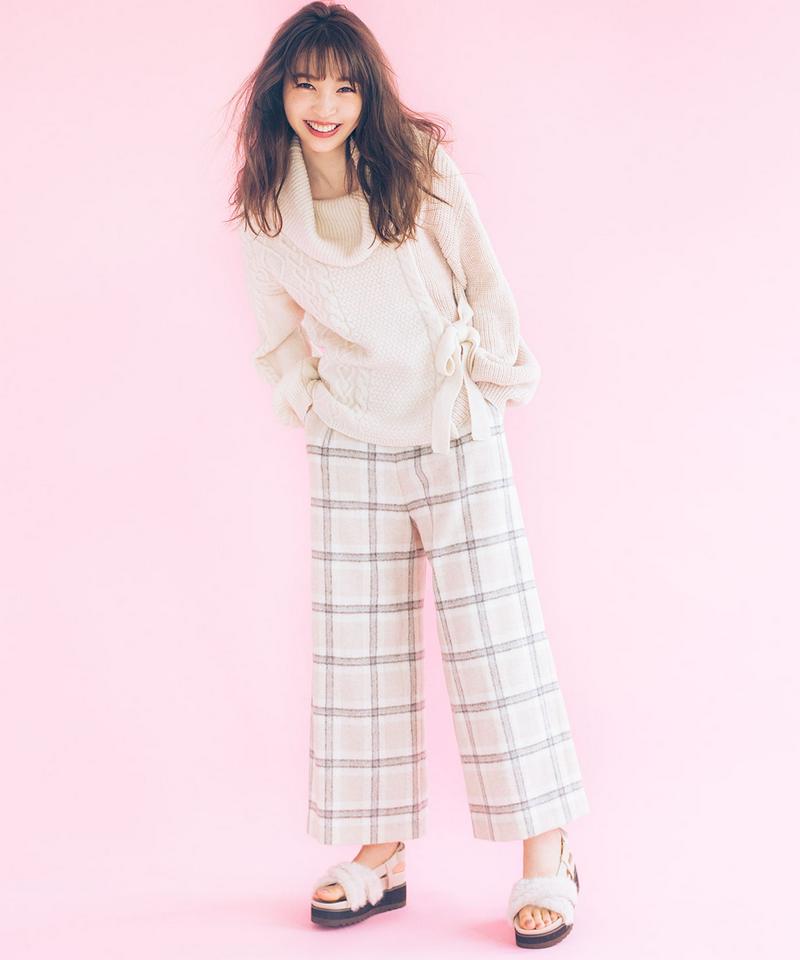 シャギーチェックワイドパンツ