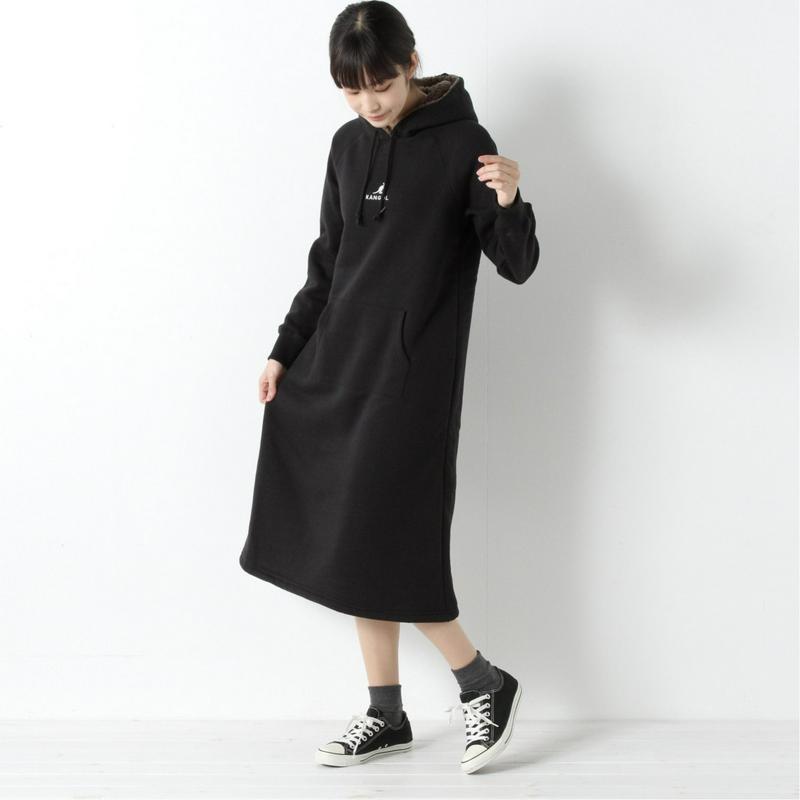 カンゴール裏起毛身頃裏ボアパーカーワンピース（カンゴール/KANGOL）