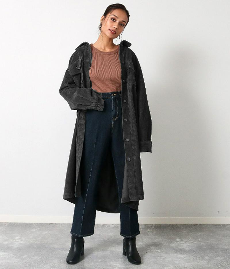 ベッコウボタンコーデュロイロングシャツ