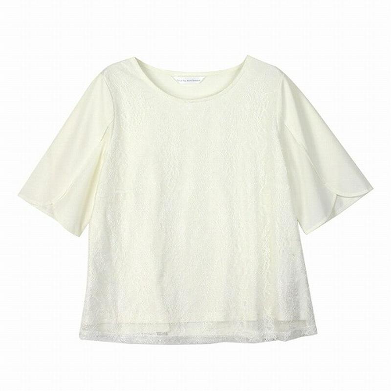 前レース重ねカットソー【ＬＬ～５Ｌ】