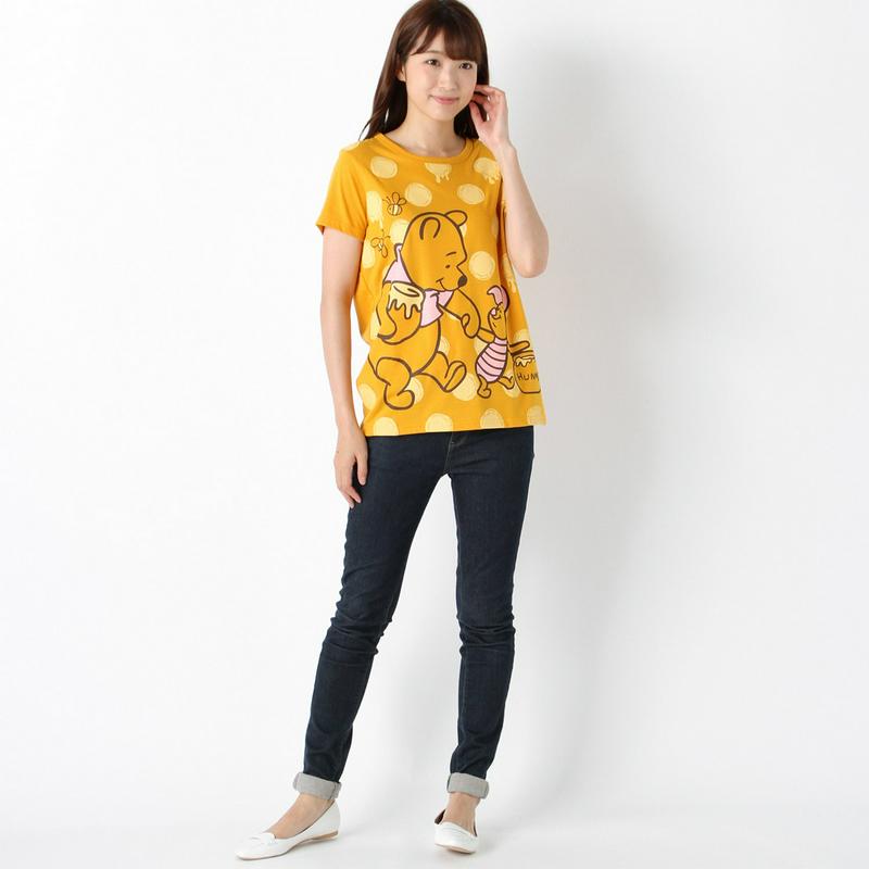 プーさんピグレット半袖ワイドプリントＴシャツ【Ｍ～３Ｌ】