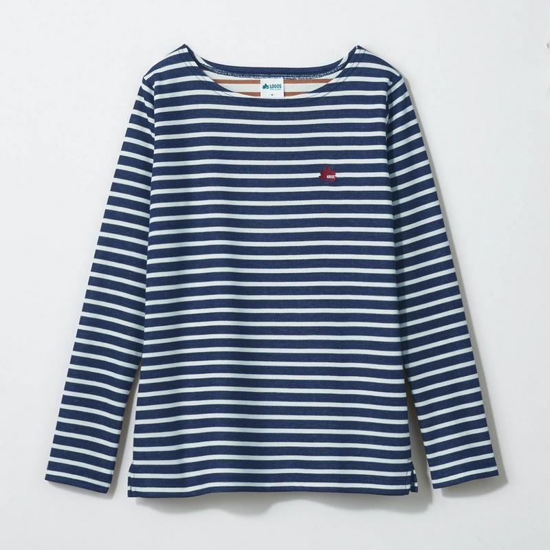 裏メッシュでさらっと快適！ダブルフェイスボーダー柄長袖Ｔシャツ