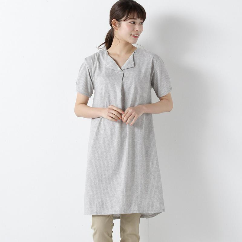 【３／２５（水）で販売終了】オープンカラーシャツ風ワンピース