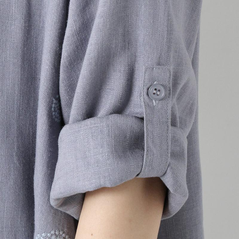 リネンレーヨン水玉刺繍コクーンチュニック