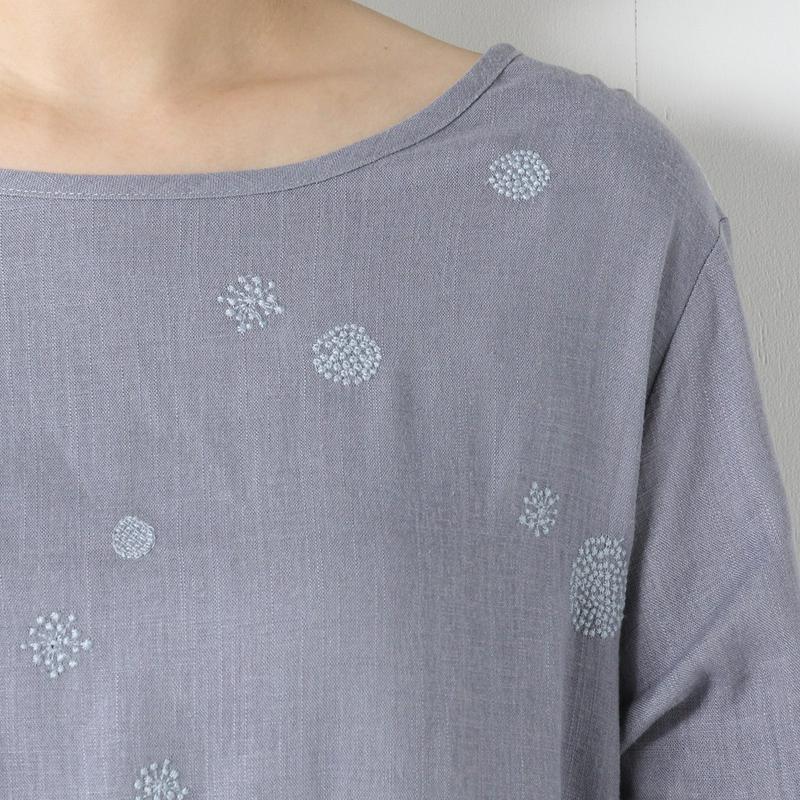 リネンレーヨン水玉刺繍コクーンチュニック