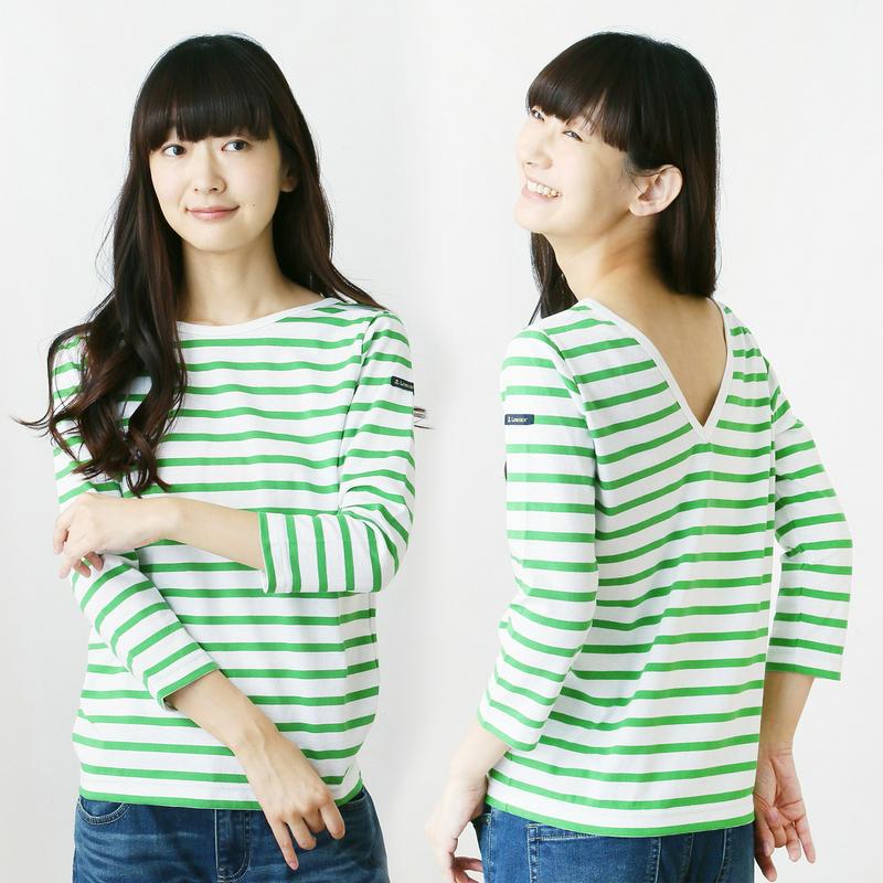 Ｌｅ　Ｍｉｎｏｒ［別注カラー］後ろＶネックボーダーカットソープルオーバー