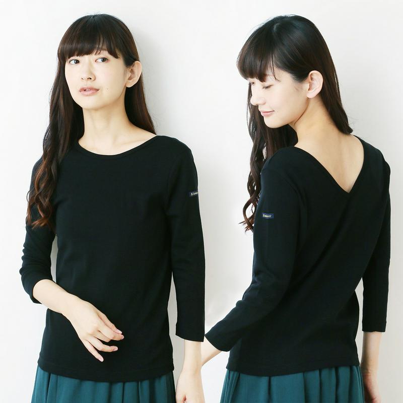 Ｌｅ　Ｍｉｎｏｒ［別注カラー］後ろＶネックボーダーカットソープルオーバー