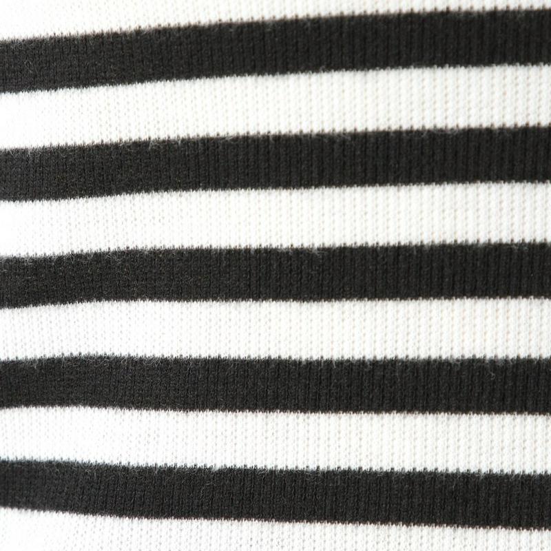 インナーにも◎ボーダー切替スタンドネック長袖Ｔシャツ