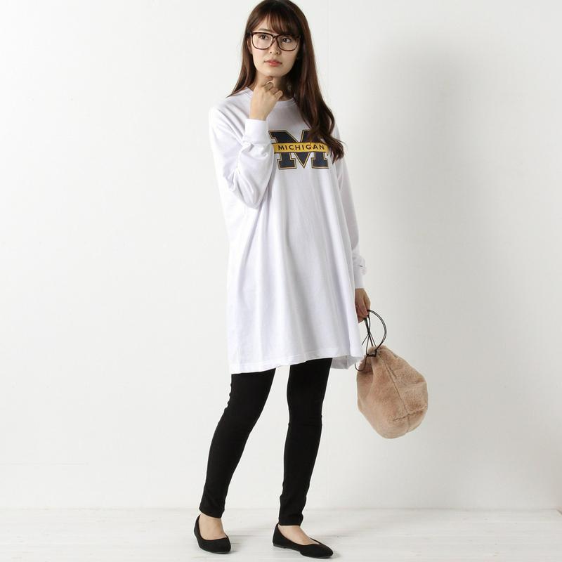 カレッジミニ裏毛チュニックＴシャツ