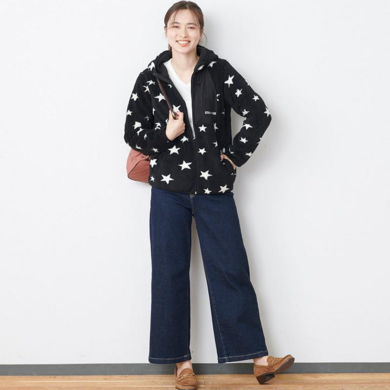 コンバース表ボア裏フリース総柄ＺＩＰパーカー【Ｍ～３Ｌ】（コンバース/CONVERSE）