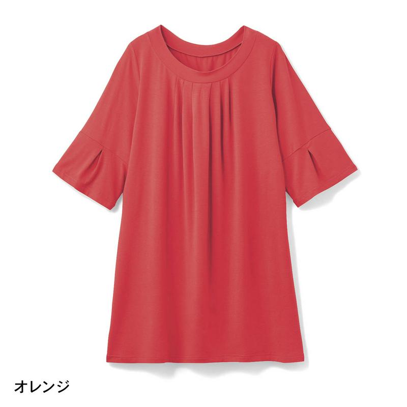 サラサラ七分袖タックチュニック