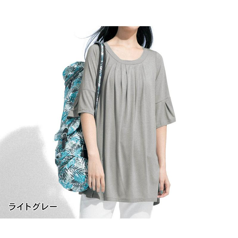 サラサラ七分袖タックチュニック
