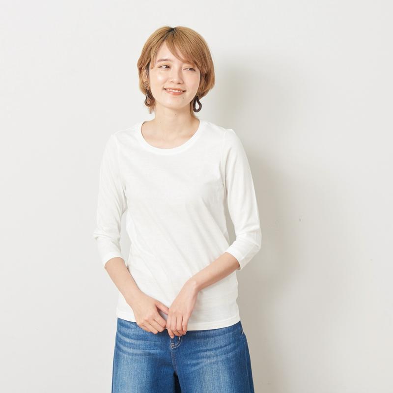 毎日着たい綿混７分袖Ｔシャツ