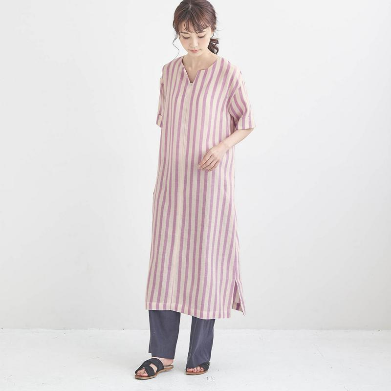 涼やかで落ち感のあるリネン混ワンピース