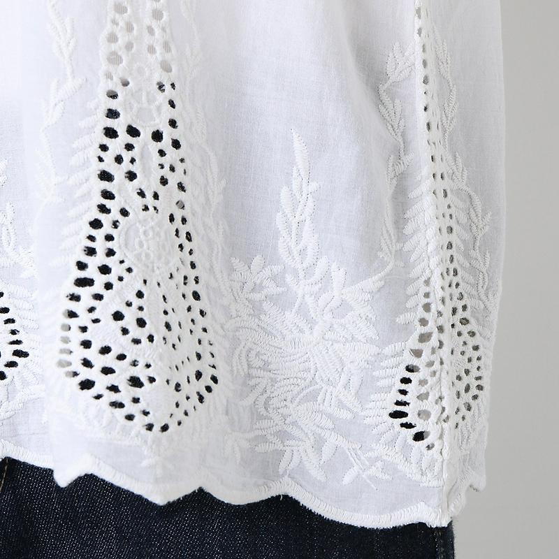 インド綿のスカラップ刺繍ブラウス