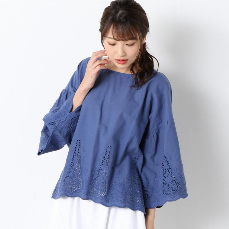 インド綿のスカラップ刺繍ブラウス