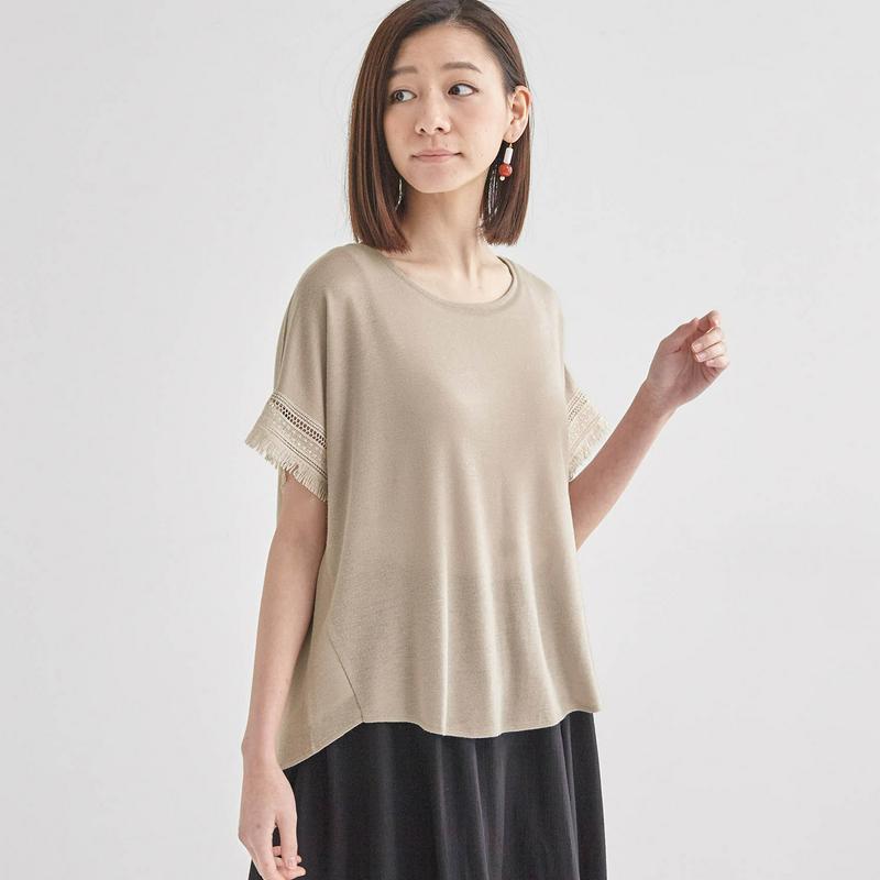 バックスタイル布帛切替えニットソー