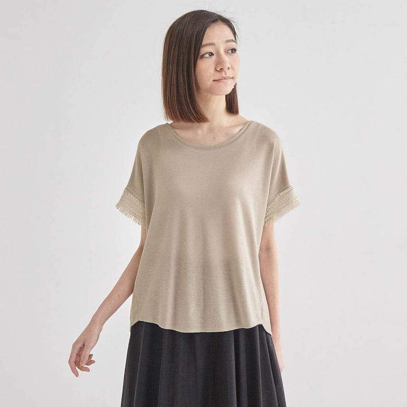 バックスタイル布帛切替えニットソー