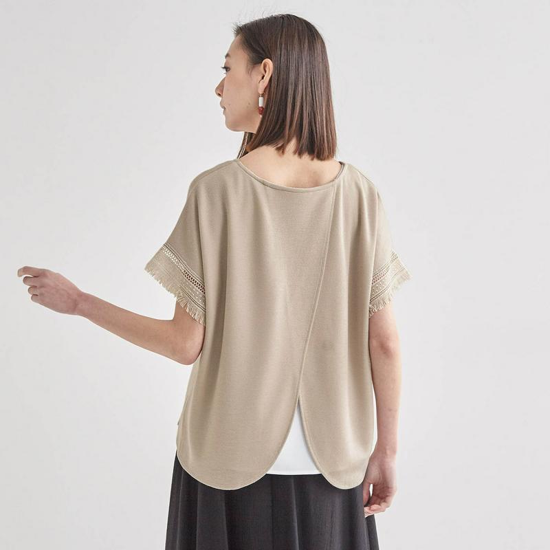 バックスタイル布帛切替えニットソー