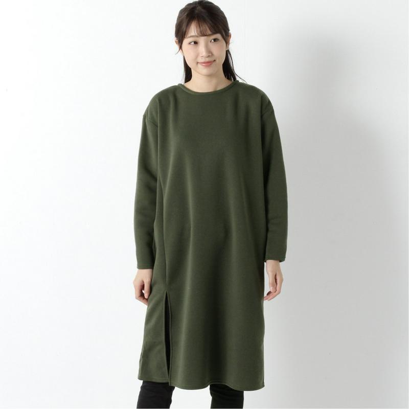 あったか裏起毛のスリット入りワンピース