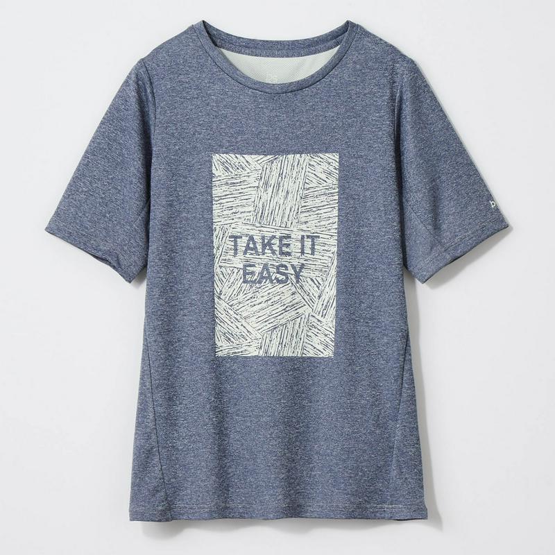 長めの袖で二の腕カバー！ロゴプリントクルーネック半袖Ｔシャツ【Ｓ～３Ｌ】