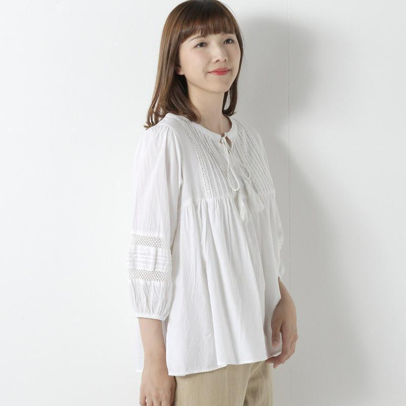 【３／２５（水）で販売終了】レース使いブラウス【Ｍ～４Ｌ】