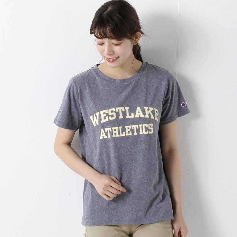 落ち感のある半袖プリントＴシャツ☆ロゴ刺繍入り