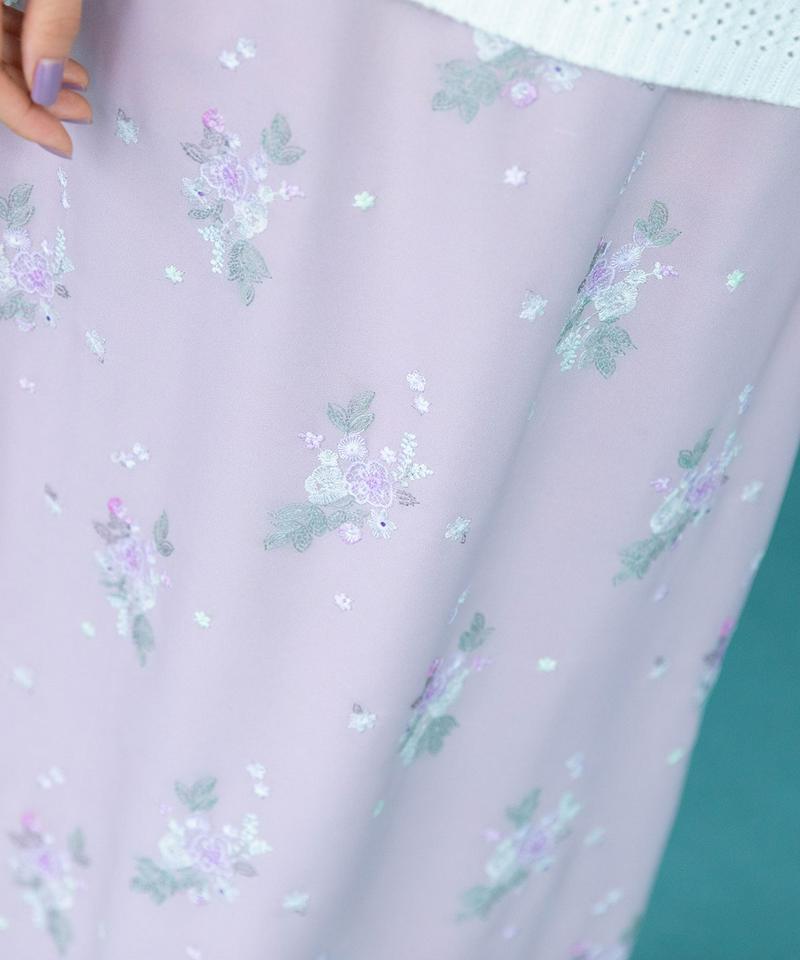 ブーケカラー刺繍ナロースカート