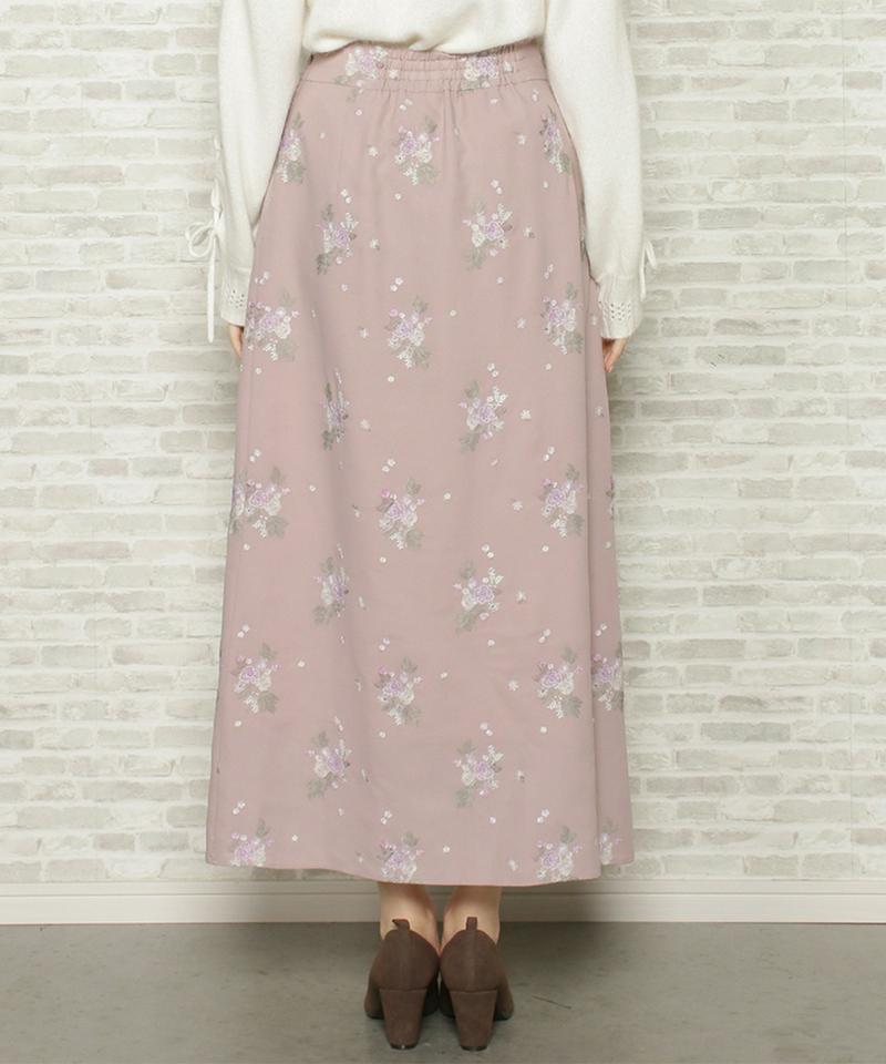 ブーケカラー刺繍ナロースカート