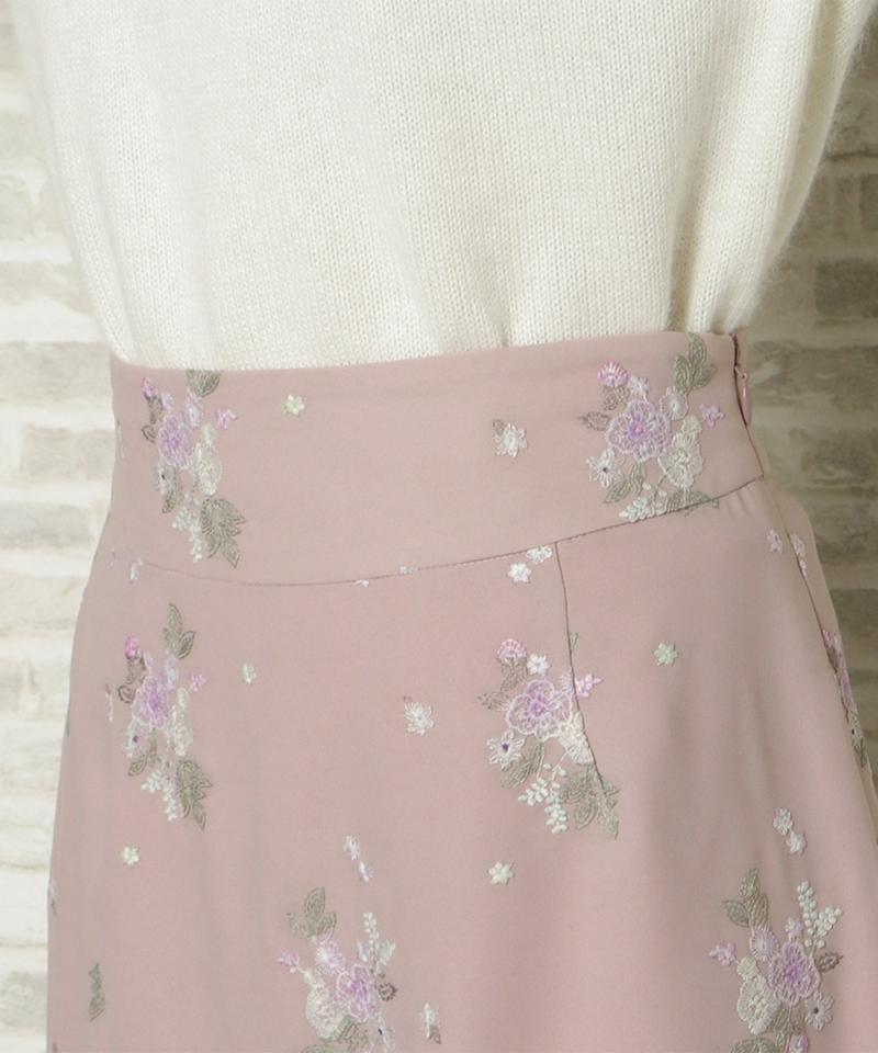 ブーケカラー刺繍ナロースカート