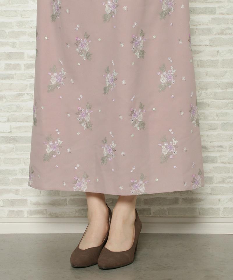 ブーケカラー刺繍ナロースカート