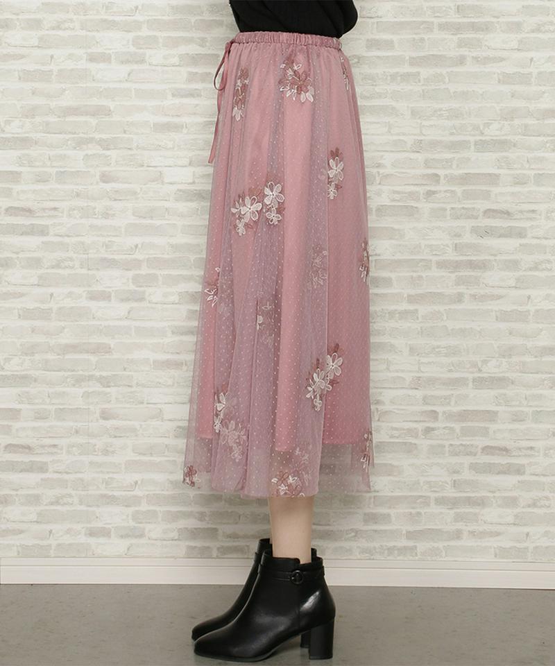 ドットチュール刺繍スカート