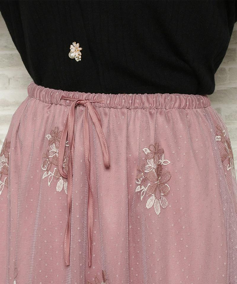 ドットチュール刺繍スカート