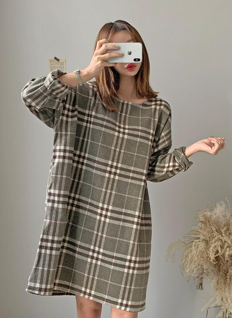 チェックナチュラルワンピース