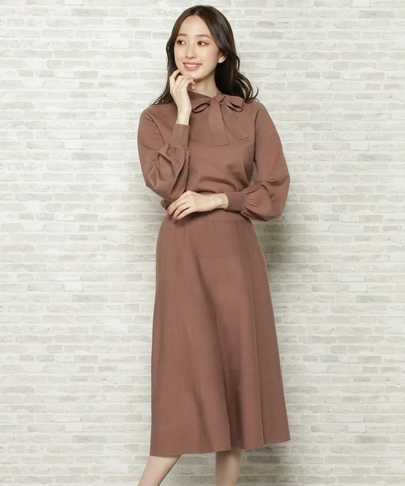【限定】ボウタイニットワンピース