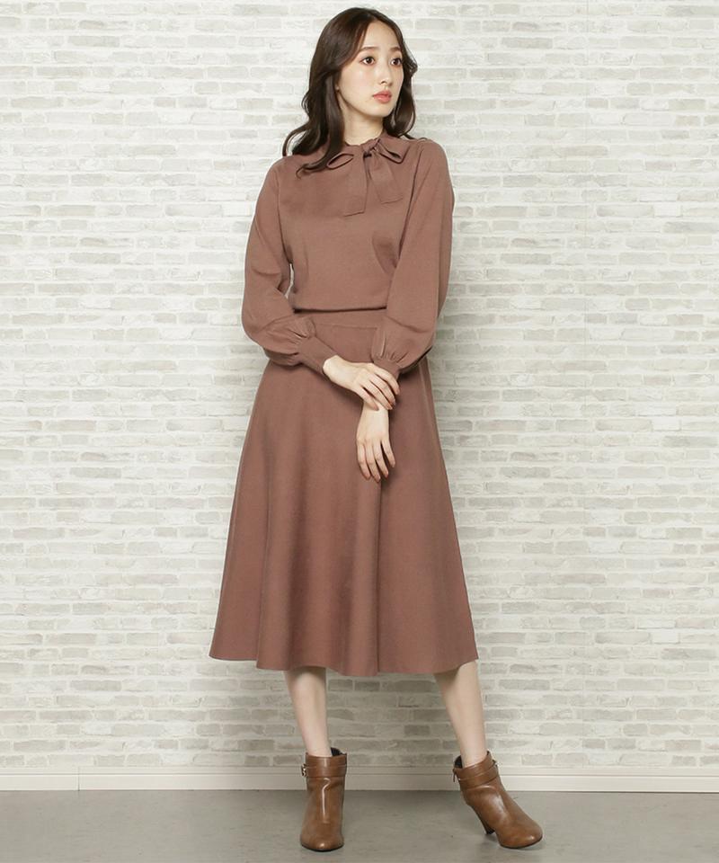 【限定】ボウタイニットワンピース