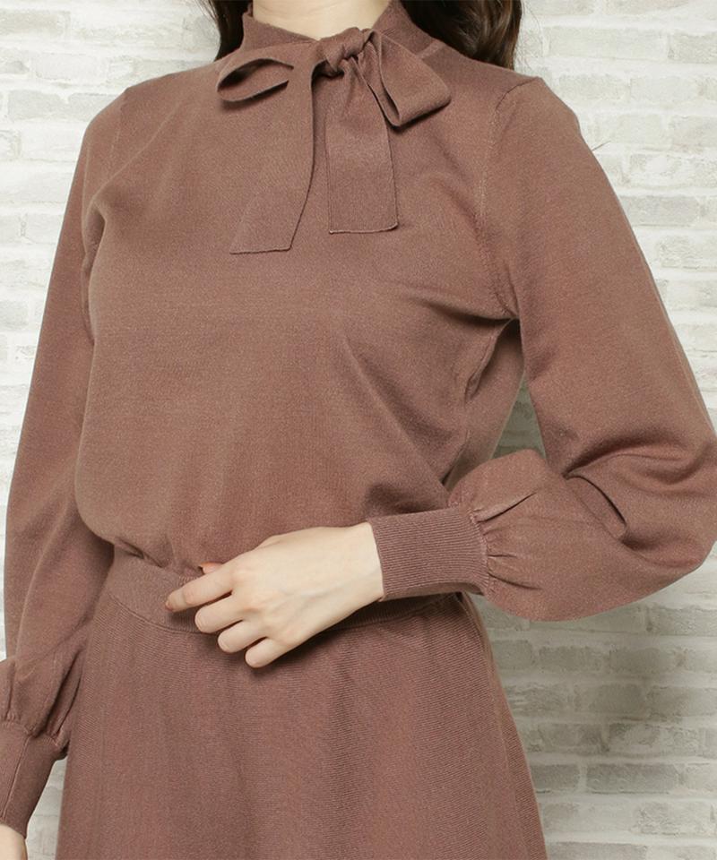 【限定】ボウタイニットワンピース