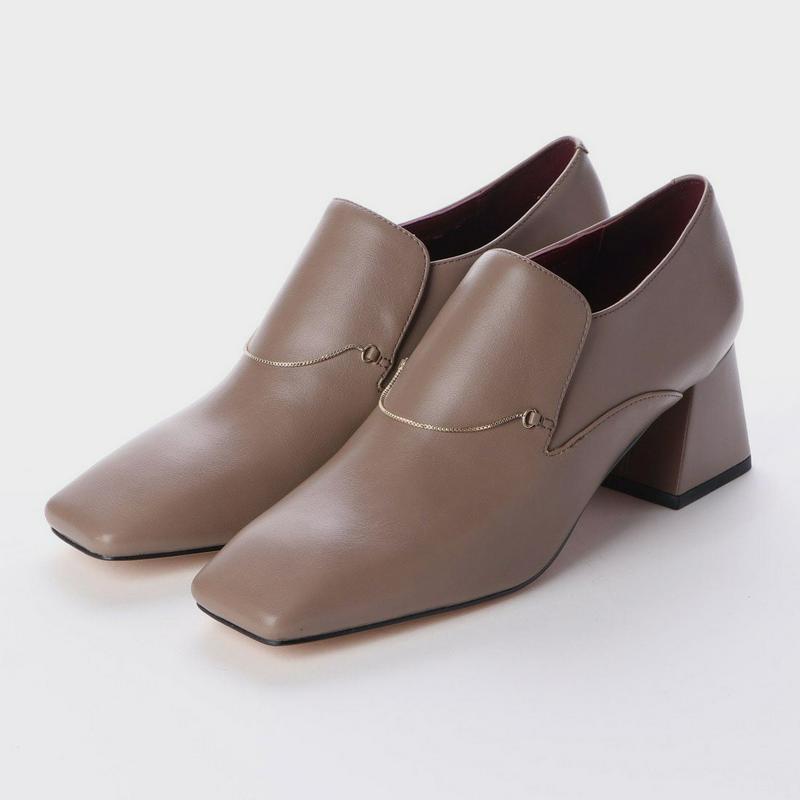 チェーンリンク ブロックヒールーローファー / Chain Link Block Heel Loafers （Taupe）